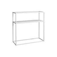 table console métal verre trempé 80 x 80 x 30 cm blanc transparent helloshop26 03_0008580