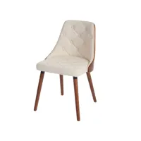 chaise de salle à manger hwc-a75, chaise visiteur chaise de cuisine, aspect noyer ~ simili cuir crème