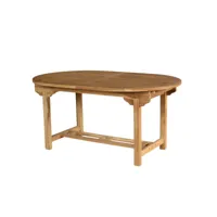 table de repas ovale à allonge en bois de teck n°2- halaveli : bois - l 180 x l 100 x h 75 cm - neuf