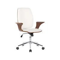 fauteuil de bureau classique et confortable dossier ergonomique hauteur réglable en synthétique blanc bois et métal bur10559