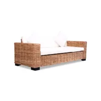 canapé fixe 3 places  canapé scandinave sofa rotin naturel meuble pro frco65317