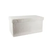banc coffre pliable effet fourrure scandi - l. 76 x h. 38 cm - blanc
