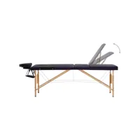 vidaxl table de massage pliable 3 zones bois noir et violet 110215