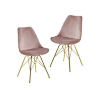 finebuy ensemble de 2 chaises de salle à manger chaise de cuisine en velours avec pieds dorés  chaise shell design scandinave  chaise rembourrée avec revêtement en tissu  chaise rembourrée