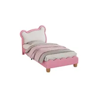 lit cabane lit simple 90x200cm lit d'enfant avec tête de lit ours douillet pu rose