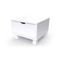 table de chevet bois cube + tiroir  blanc chevcub-lb
