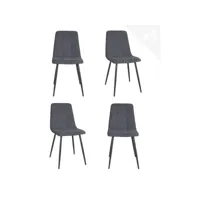 lot de 4 chaises salle à manger design textile matelassé dila (gris)