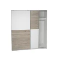 armoire placard / meuble de rangement coloris blanc/chêne - hauteur 200 x longueur 180 x profondeur 60 cm