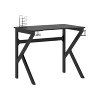 bureau de jeu avec pieds en forme de k noir 90x60x75 cm
