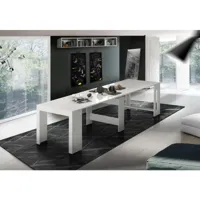 console extensible martino, console extensible jusqu'à 12 places, table avec support d'extension, 100% made in italy, 51/300x90h77 cm, blanc brillant 8052773603454