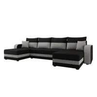 harvey - canapé panoramique - convertible - avec coffre - en tissu - 7 places - style contemporain couleur - noir et gris