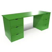 bureau long en bois 6 tiroirs cube  vert bur6t-ve