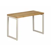 table de salon salle à manger design 115 cm bois de manguier et acier helloshop26 0902126