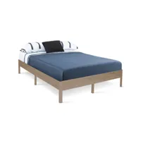 lit double yakuta avec sommier 140x190cm effet bois naturel