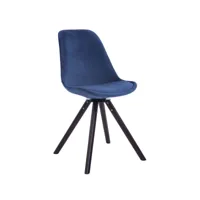 chaise de salle à manger troyes pivotant en velours avec piétement rond , bleu/noyer
