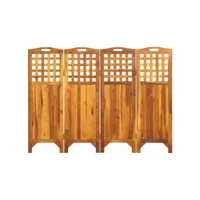 cloison de séparation 4 panneaux - paravent salon/jardin 161x2x120 cm bois d'acacia