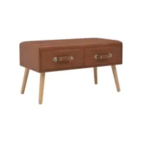 banquette pouf tabouret meuble banc avec tiroirs 80 cm marron synthétique helloshop26 3002131