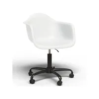 chaise de bureau avec accoudoirs - chaise de bureau avec roulettes - structure noire weston blanc