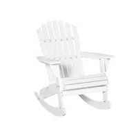 fauteuil de jardin adirondack à bascule rocking chair style néo-rétro assise dossier ergonomique bois sapin traité peint blanc