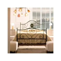 lit double en fer avec pied de lit vert lory 170x208x h130 cm