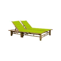 chaise longue pour 2 personnes  bain de soleil transat avec coussins bambou meuble pro frco59396