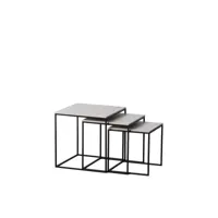 jeu de 3 tables noir gris fer 45 x 45 x 46 cm (3 unités)