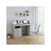 bureau  bureau d'ordinateur bureau informatique gris béton 140x50x76 cm aggloméré meuble pro frco82867
