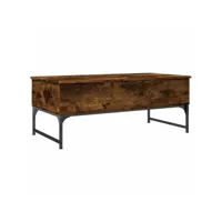 table de salon chêne fumé 100x50x40 cm bois d'ingénierie et métal