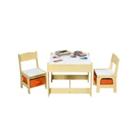 giantex table et 2 chaises pour enfants ensemble table et chaises enfant tableau transformable avec chaise fonction de stockage naturelles
