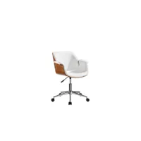 chaise de bureau simili cuir blanc - concorde - l 59 x l 57 x h 80 cm - neuf