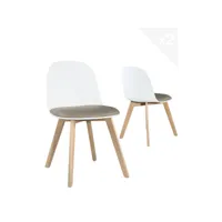 lot de 2 chaises de cuisine scandinaves ufi (blanc-gris) 708