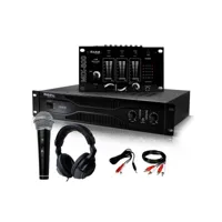 pack sono dj amplificateur 500w ibiza sound sa500 + table de mixage mix800 + casque micro + câblages rca + pc