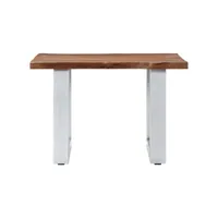 table de salon avec bord naturel 60x60x40 cm bois d'acacia massif