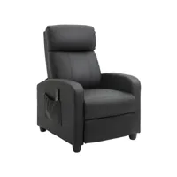 fauteuil de relaxation et massage inclinaison dossier repose-pied réglable revêtement synthétique noir