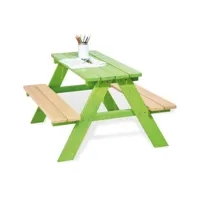 table en bois 4 places avec bancs nicky vert 201623
