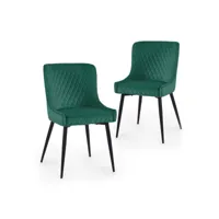 solange - lot de 2 chaises capitonnées en velours vert solange-ver