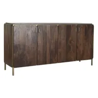 commode, meuble de rangement en bois de manguier marron et acier doré  - longueur 160 x profondeur 40 x hauteur 81 cm