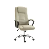 fauteuil de bureau à roulettes chaise manager ergonomique pivotante hauteur réglable lin beige