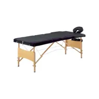 table de massage pliable 3 zones lit de massage  table de soin bois noir et violet meuble pro frco16005