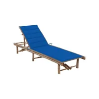 chaise longue de jardin avec coussin  bain de soleil transat bambou meuble pro frco20157