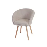 chaise de salle à manger malmö t633, fauteuil, design rétro des années 50 ~ tissu, crème/gris