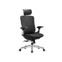 chaise de bureau, fauteuil ergonomique réglable en toile, dossier inclinable, assise réglable avant ou arrière, piètement en alliage d’aluminium, capacité 150 kg, noir d’encre