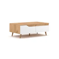 table basse - 100 cm - chêne kraft or - blanc mat  - style design tue