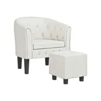 fauteuil salon - fauteuil cabriolet avec repose-pied blanc similicuir 70x56x68 cm - design rétro best00002741761-vd-confoma-fauteuil-m05-2469