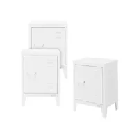 lot de 3x armoire de classement blanc en acier 40x30x57,5 cm table de chevet 490014040