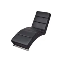 chaise longue  bain de soleil transat noir similicuir meuble pro frco92133