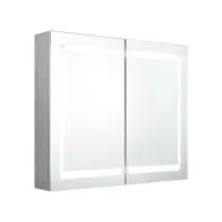 mode armoire de salle de bain à miroir led gris béton 80x12x68 cm fr2024