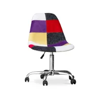 chaise de bureau à roulettes - chaise de bureau - tapissée en patchwork - tessa multicolore