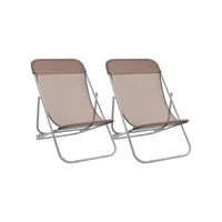 chaises de plage pliantes 2pcs textilène acier enduit de poudre togp88036