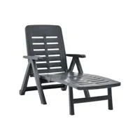 chaise longue pliable  bain de soleil transat plastique anthracite meuble pro frco22474